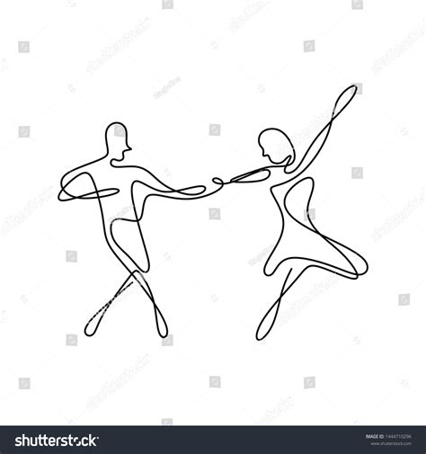 Continuous Line Drawing Man Woman Dancing Stock Vector Royalty Free 1444710296 Shutterstock