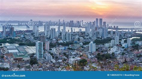 Cartagena Skyline Panorama Colombia City Skyscrapers Sunset Twilight