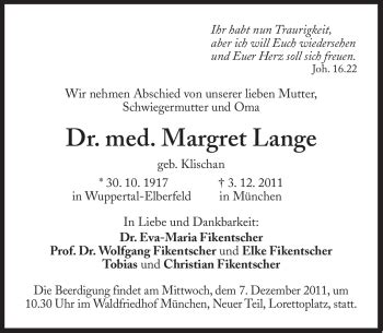 Traueranzeigen Von Margret Lange Sz Gedenken De