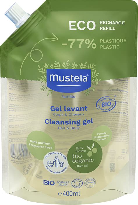 Gel lavant corps et cheveux sans parfum bio Mustela hygiène du corps