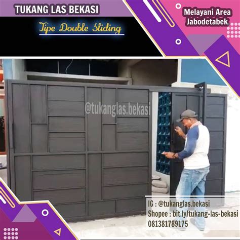 Jual Pagar Rumah Minimalis Grc Woodplank Double Sliding Shopee Indonesia
