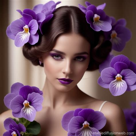 Art Noveau Purple African Violet Composition Stable Diffusion Online