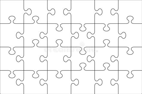 Puzzle Grid from 24 Pieces. Jigsaw Scheme. Vector Illustration Stock Vector - Illustration of ...