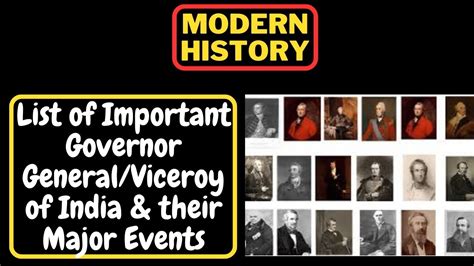 List Of Important Governors General Viceroy In India Their Major