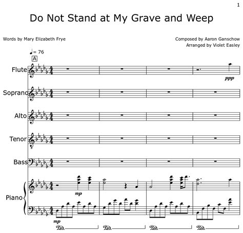 Do Not Stand At My Grave And Weep Sheet Music For Flute Choir Tenor