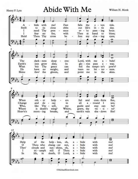 Free Choir Sheet Music Abide With Me Michael Kravchuk