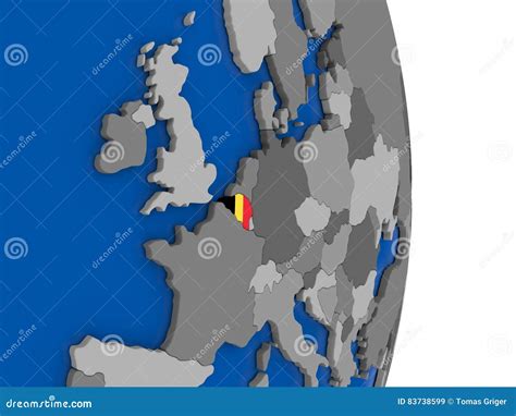 Belgium On Globe With Flag Stock Illustration Illustration Of Flag