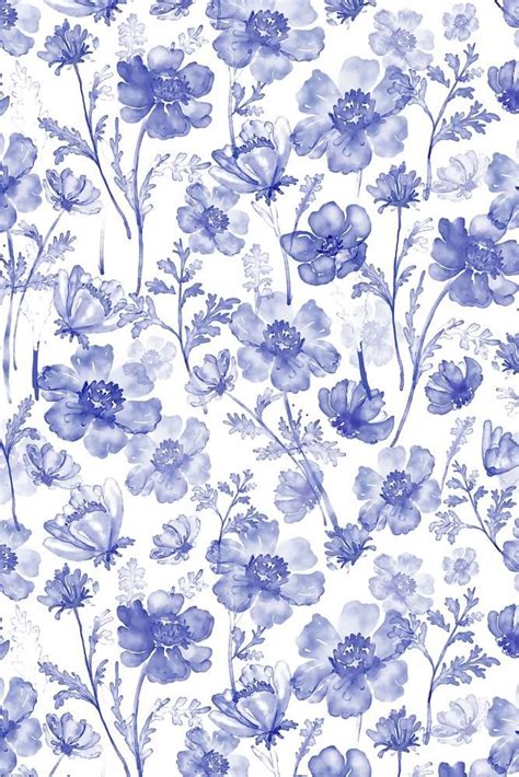 Blue And White Flowers On A White Background