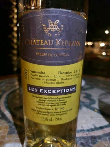 2017 Château Kefraya Les Exceptions Vermentino Vivino United States