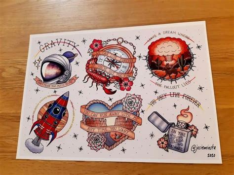 Danger Tattoo Flash Sheet Print A4 Size Etsy Tattoo Flash Sheet