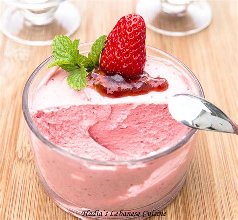 Eggless Strawberry Mousse Hadias Lebanese Cuisine