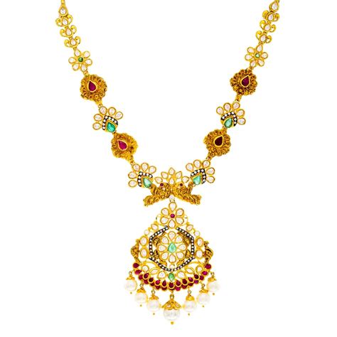 Buy 22KT Gold Precious Pachi Work CZ Neckacle 110VG1944 Online From