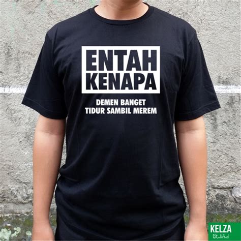 Jual Harga Promo Kaos Distro Tulisan Kata Baju Hitam Lucu Tidur Merem