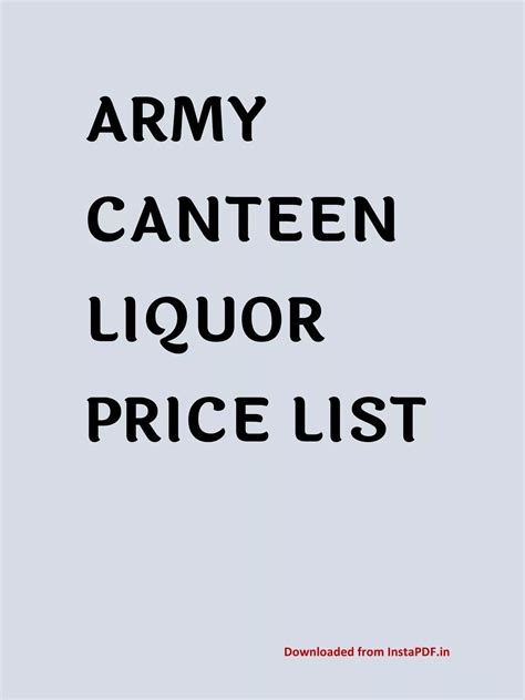 Army CSD Canteen Liquor Price List 2025 1PDF