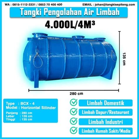 Jual Tangki Ipal Pengolahan Air Limbah Tangki Stp 4m3 4000 Liter 4