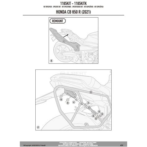 GIVI 1185KIT フィッティングキット TE1185サイドバッグホルダー用HONDA CB 650 R 21 23 専用ジビ