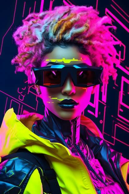 Premium Photo Futuristic Cyberpunk Fashion Woman