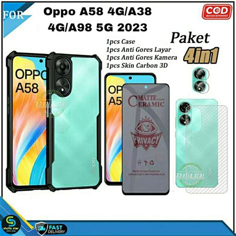 Jual Paket 4in1 Case Oppo A58 Nfc 4g A79 5g A98 5g A38 4g A18 A57 4g A57s A77s A55 4g A54 Soft