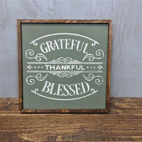 Grateful Thankful Blessed Sign Etsy