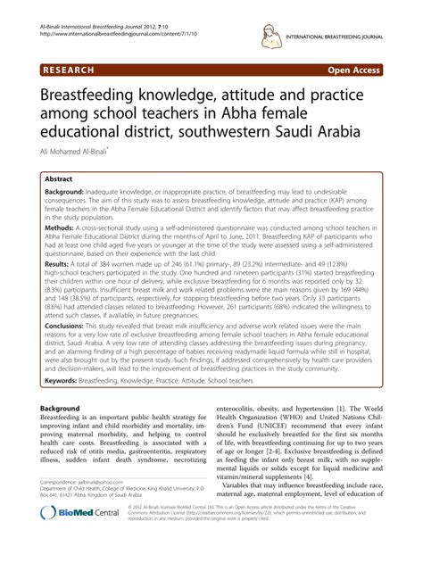 Pdf Breastfeeding Knowledge Attitude And Practice Among School