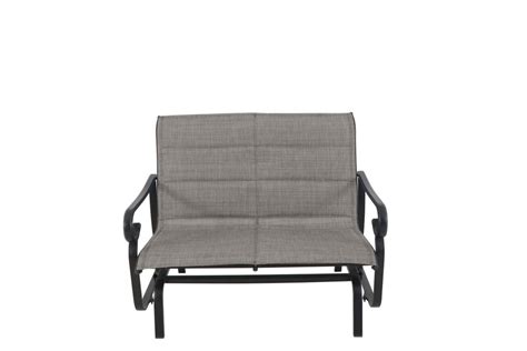 Hampton Bay Crestridge Sling Padded Patio Glider Chair With Grey Seatpad The Home Depot Canada