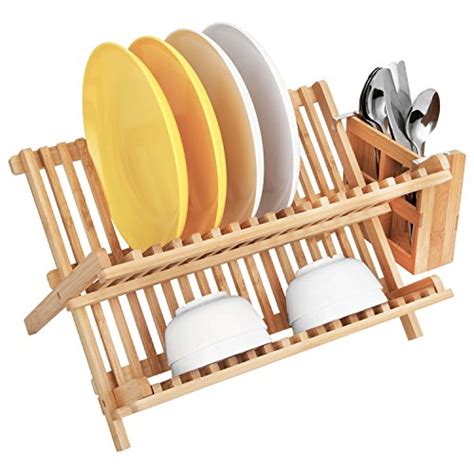 Dish Rackbamboo Folding 2 Tier Collapsible Drainer Dish Drying Rack