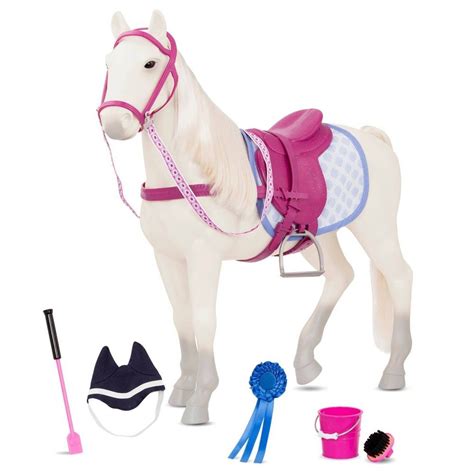 Our Generation Gray Horse With Pink Saddle Accessory Set For 18 Dolls