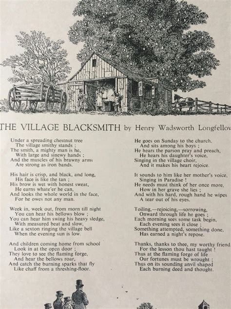 1940s The Village Blacksmith By Henry Wadsworth Longfellow Original