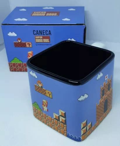 Caneca Super Mario Quadrada Porcelana Oficial Nintendo 300ml