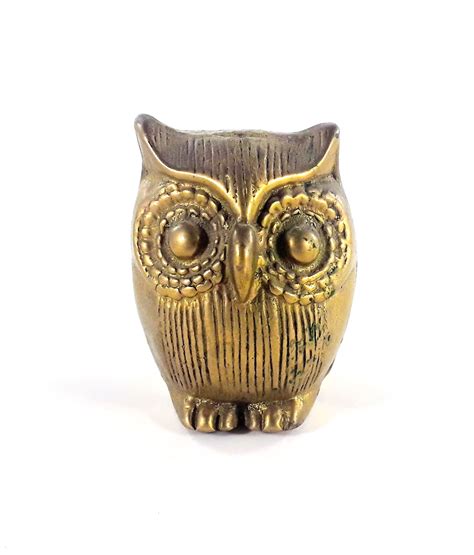 Small Brass Owl Figurine Paperweight 2 3 4 Inch Brass Home Etsy Vintage Owl Vintage House