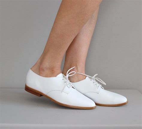 White Leather Oxfords 80s Oxfords White Oxfords Leather Oxfords