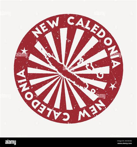 New Caledonia Stamp Travel Red Rubber Stamp With The Map Of Country