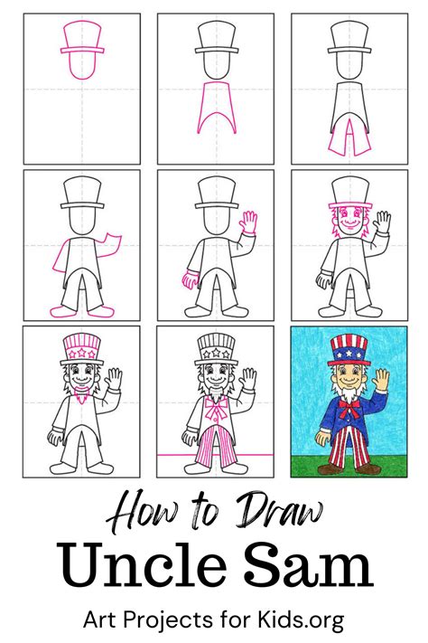 Easy How To Draw Uncle Sam Tutorial Video And Uncle Sam Coloring Page