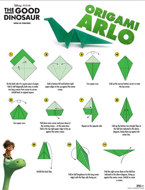 The Good Dinosaur Origami Arlo Free Printable Gooddino Audrey And Vera