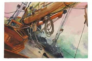 sailing ship bow  ropes illustration  michael frith