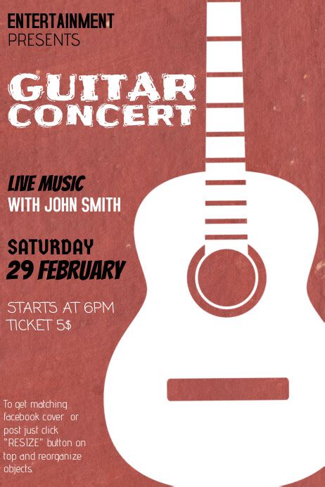 Indie Rock Guitar Concert Flyer Template Postermywall