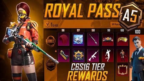 A5 Royal Pass Season Rewards C6S16 Tier Rewards PUBGM BGMI YouTube