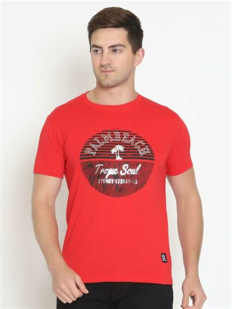 Buy Le3 Ton Men Red Printed Pure Cotton Round Neck T Shirt Xxxl Online At Best Prices In India