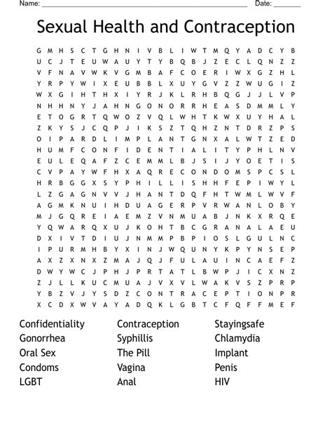 Sexual Health Word Search Wordmint