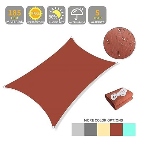 Snapklik Waterproof Sun Shade Sails Canopy Rust Red Rectangle