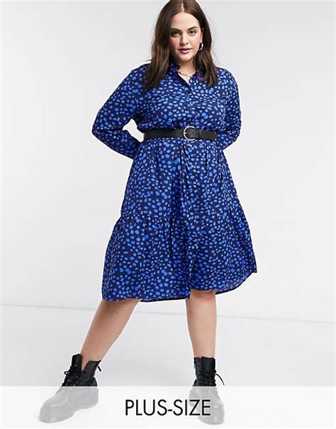 Wednesdays Girl Curve Midi Shirt Dress With Tiered Skirt In Tonal