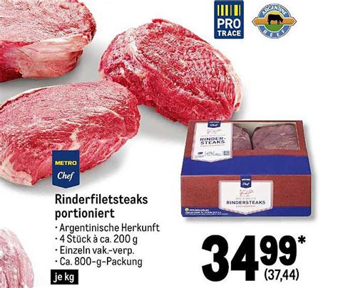 Metro Chef Rinderfiletsteaks Portioniert Angebot Bei Metro Prospekte De