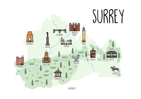 Surrey Map Illustrated Map of Surrey Surrey Map - Etsy