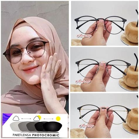 Photocromic Free Box Dan Lap Kacamata Frame Titanium Trendy Pria Dan