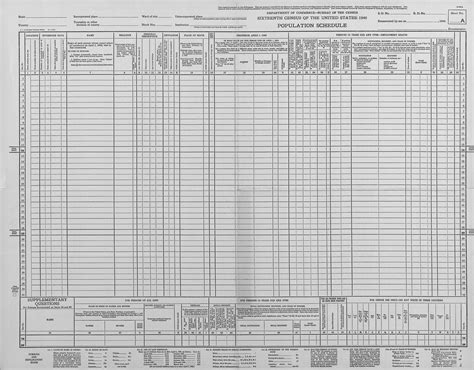 1940 Census Form — 1940 Us Census Form — 1940 United States Census Form