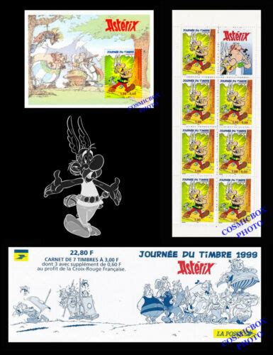 ASTERIX journée du Timbre 1999 planche carnet France 3 fcs bloc la