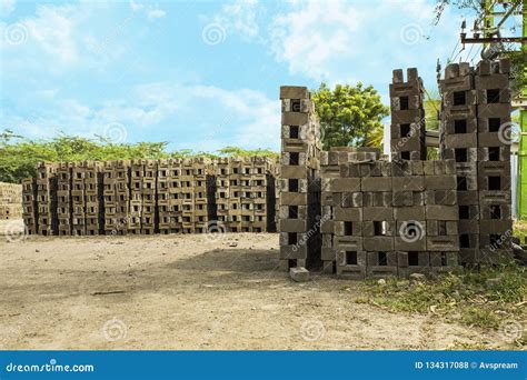 Stack Of Cement Blocks Or Concrete Brickscement Masonry Units Stock In