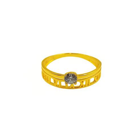 916 Gold Roman Numeral Zirconia Ring Marina Goldsmith