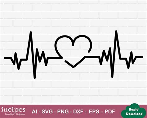 Heart Beat Svg Ekg Svg Heartbeat Clipart Vector Cut Files Circut