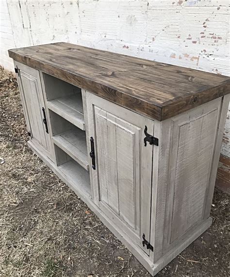 Farmhouse buffet greige walnut top | Farmhouse console table, Farmhouse buffet, Farmhouse cabinets